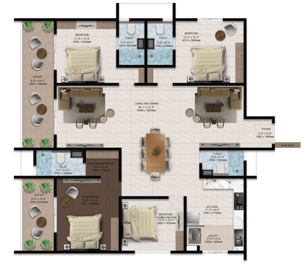 Amberstone Ventara 4 BHK Floor Plan